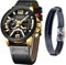 CURREN Herren-Armbanduhr, Quarz, Leder, Chronograph, Armbanduhr und modisches Armband, analoge Uhren für Herren, luxuriöse Armbanduhr, Geschenke für Vater, Freund, Gold, Quarzuhr, Chronograph