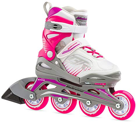 Bladerunner by Rollerblade Phoenix Girls Adjustable Fitness Inline Skate, White and Fuchsia, Junior, Value Performance Inline Skates, Youth Junior 1 to 4