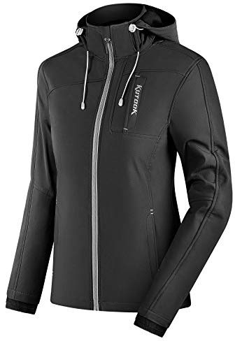 KUTOOK Giacche Trekking Donna Invernali Giacche Softshell Impermeabile da Escursionismo Arrampicata Trekking Sci Neve Outdoor（Nero,L