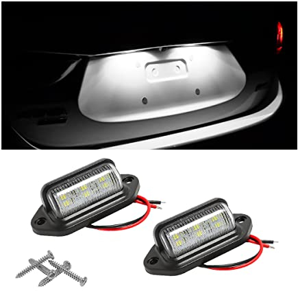 CGEAMDY 2 PCS License Plate Light, 6000k Extremely Bright LED License Plate Lights Assembly, Waterproof LED Replacement Bulbs for Trailer UTV ATV Truck RV Boat License Plate Lights Bulbs(White)