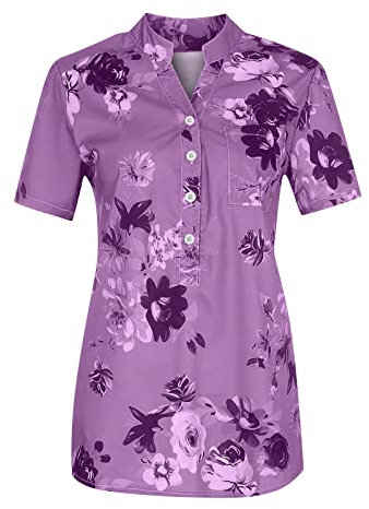 T-Shirt Luftig Leichte Bluse, Tunika T Shirt Damen Kurzarm Trachtenbluse Weiß Oversize Shirt Damen Kurzarm Damen T Shirts Damen T-Shirt Backless Women Sexy Backless Maxi Dress（4-Purple,S）