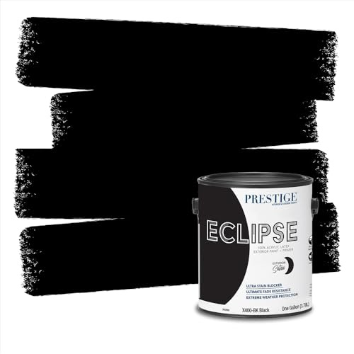 PRESTIGE Paints Eclipse Exterior Satin Paint and Primer in One, 1-Gallon, Black