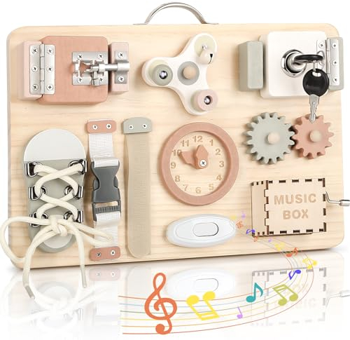 Joyreal Motorikbrett Montessori - Busy Board Activity Board Motorikboard Montessori Spielzeug Brett Motorikspielzeug Sensorik Board