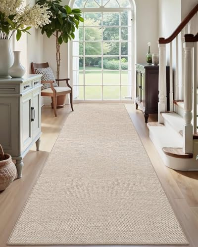 DEXI Hallway Runner Rug 2'x6', Non Slip Rubber Backed Runners Carpet, Ultra Thin Entryway Rugs Indoor for Kitchen Hallway Entrance Bedroom, Beige
