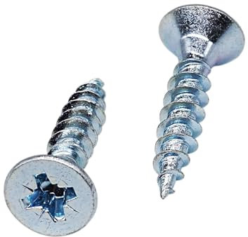 SKIR'CO (48 uds.) Tornillos para madera de acero galvanizado de 6,0 x 30 mm, cabeza avellanada Pozidriv, tornillos para aglomerado, rosca completa PZ