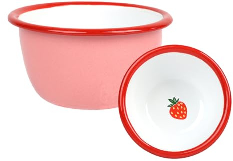 Talking Tables Bol en Émail Rose Artisanal 10 cm – Bol à Snacks pour Fraises Chips Sauces Dips Fruits Pique-nique BBQ Léger Compatible Lave-vaisselle