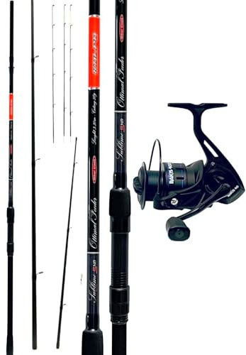 kolpo combo kit pesca feeder canna 3.30 mt in carbonio azione 50 gr adatta alla pesca in mare lago e fiume