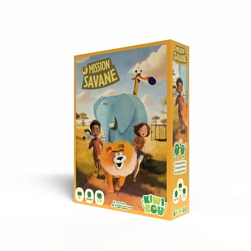Blackrock Games Mission Savane - kooperativt brädspel - spel för barn från 5 år - 1 till 4 spelare - strategi, reflektion - snabba spel - enkla regler - perfekt för familjen - Kiwizou