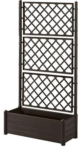 Fioriera con vaso largo cm 100 moka Spalliera Grigliata alta cm 195 separe' e graticola rampicante modulabile e componibile per Esterni Giardini Terrazze separatore ambienti locali commerciali