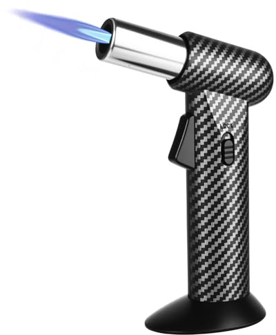 smtfcty Kitchen Blow Torch Butane,Torch Lighter Big Jet Flame with Safety Lock Refillable Portable Butane Torch Mini Blow Torch for Camping Baking Creme Brulee Cooking Welding BBQ (No Gas Included)