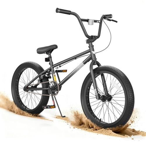 KORIMEFA Freestyle BMX Bike 18 20 inch Kids Boys Trick Bicycle for 7-12 Years Old, Hi-Ten Steel Frame, Beginner-Level to Advanced Riders