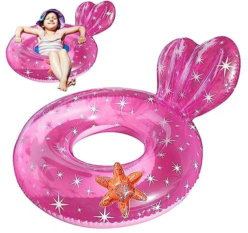 Rachlicy Anello da Nuoto per Bambini Anello Galleggiante Trasparente con Design dello Schienale Simpatico Tubo da Nuoto Gonfiabile per Sport Acquatici Adatto per Bambini da 5 a 9 Anni