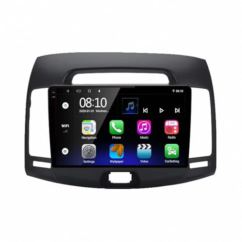 Trådlös Apple Carplay Android Auto-Skärm för Hyundai Elantra 4 HD 2006-2012 Backkamera, Spegellänk, Bluetooth, Röststyrning, Gps-Navigering, Aux, Röstassistent, 8 Kärna 8G+256G