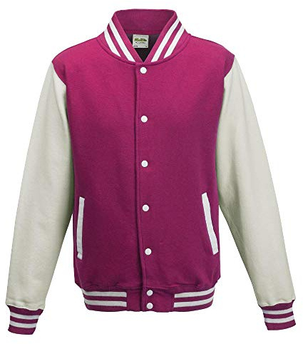 Just Hoods Unisex College Varsity Jacket' Jacke, blickdicht, Rose VIF/Blanc, M