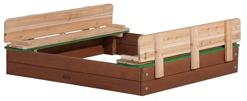 AXI Ella XL Arenero de Madera en Marron y Verde | Caja de Arena Infantil con Bancos y Techo/Tapa | Cajas de Arena 120 x 120 cm | Juguetes Jardin/Exterior.