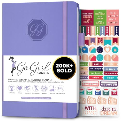 GoGirl Planner Pour Femmes - Agenda Hebdomadaire Format A5, Journal Des Objectifs et Agenda Pour Améliorer la Gestion Du Temps. Non Daté - Commence à n'importe Quel Moment, Dure 1 An - Lavande