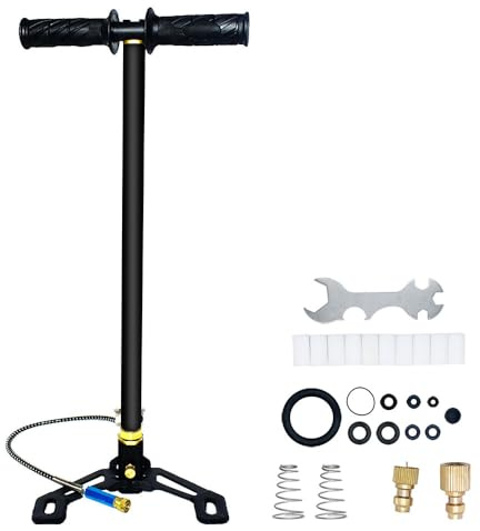 TUXING PCP Pump 4500Psi High Pressure Hand Pump 3 Stage Stainless Steel for Air Gun Hunting Stirrup Paintball Air Rifle 300bar 30mpa