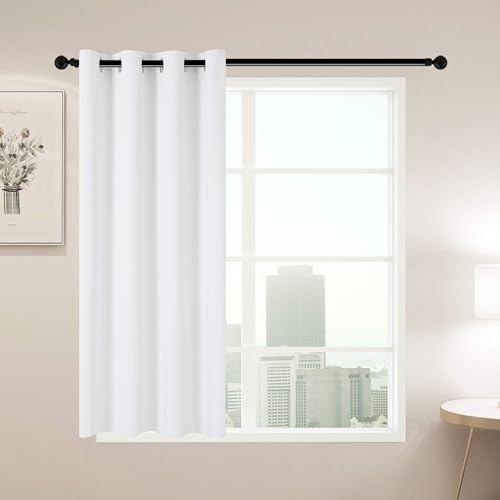 DALINA Textil -Cortina Opaca 140 x 175 para Salón Dormitorio - Cortina para Habitacion Color Solido - Cortinas Lisas Suave con Ojales para Ventanass 1 Pieza 140x175cm Blanco