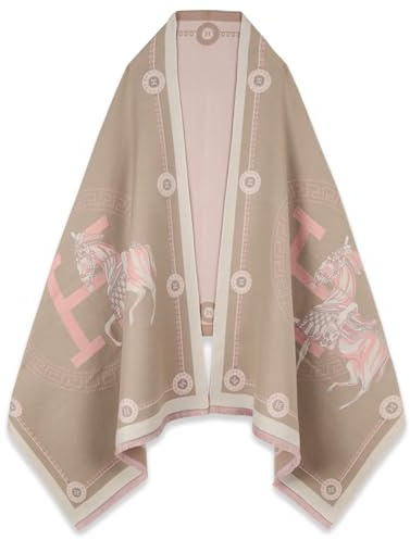 EXTREE Scarfs for Women Pashmina Silky Shawl Wrap for Evening Dressing Blanket Open Front Poncho Cape