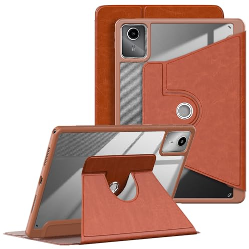TOPCASE 360° roterande hybridfodral kompatibelt med Lenovo Tab M11 TB330 11 tum ultratunt smart surfplattefodral med pennhållare och automatisk sov/vakna, brun