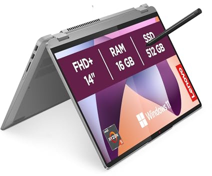Lenovo IdeaPad Flex 5 Notebook 14 Display WUXGA (1920x1200) IPS, AMD Ryzen 5 7430U, RAM 16GB, 512GB SSD, Windows 11 Home, Lenovo Digital Pen inclusa - Arctic Grey