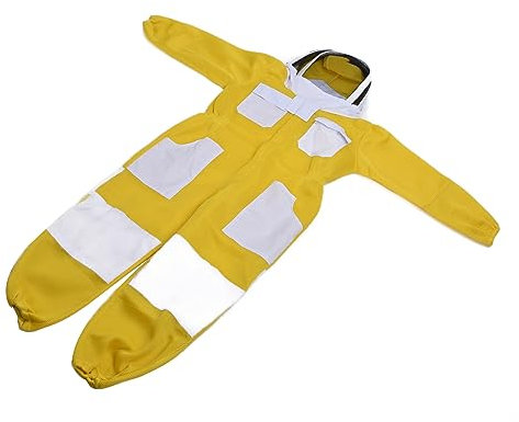 Atmungsaktiver Imkeranzug, Praktische Imkerkleidung mit Speziellem Hut, Vordertasche, Langlebig, Leicht zu Reinigen für Imker, Gelb, Imkerbedarf, aus Stoff