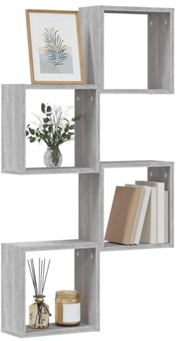 vidaXL Ripiani a cubo da parete 4 pezzi Sonoma Grigio 30 x 15 x 30 cm, stoccaggio a forma di cubo, organizzatore a forma di cubo, scaffale galleggiante