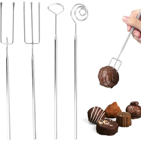 NHQZ Lot de 4 Fourchettes Multifonctions Élégantes en Acier Inoxydable 304 - Idéales pour Desserts, Chocolat, Fondue et Cuisine Créative | Ustensile Polyvalent pour Restaurants et Foyers Raffinés