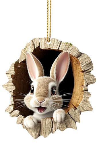 Ornements de Pâques, Pendentif Lapin de Pâques, 2D Décoration de Pâques, Lapin de Paques Decoration, Deco Arbre de Paques, Parfait pour La Décoration de La Maison pour Pâques/E