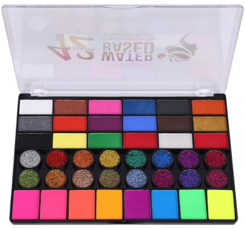 Zghhc Peinture pour Le Corps Le Visage, 42 Couleurs, Soluble dans L', pour Fête d'halloween, Maquillage pour Le Théâtre, pour Adultes