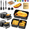 Kousee Silicone Air Fryer Liners for Ninja Flex Drawer Air Fryer Accessories AF500UK/ Ninja Foodi Flexdrawer Dual Air Fryer 10.4L AF500UK Includes Airfryer Baskets, Grilling Rack, Gloves, Tong