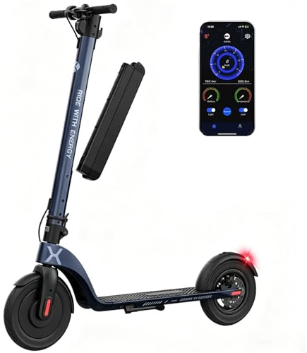 HX X8 Monopattino Elettrico Adulto con 10/13Ah Batteria rimovibile,Motore da 350/500W,Autonomia di 40 km ＆ 25 km/h,3 Impostazioni di Velocità,Scooter Elettrico Pieghevole portatile-10 Pneumatici