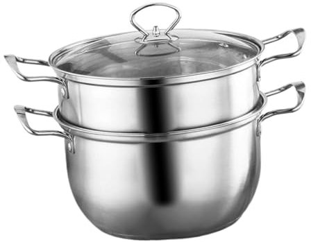 Zerodeko Pentola Per Cottura a Vapore Pentola Per Brodo e Zuppa Coperchio in Acciaio Inossidabile Capacità Ampia