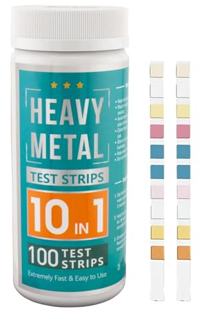 VANSUKY 10-en-1 Bandelettes Test Eau Métaux Lourds – Analyse Rapide et Précise du Cuivre, Fer, Manganèse, Zinc, Magnésium, Calcium, Mercure, Chrome (Cr VI), Plomb & Cadmium – Maison, Aquarium & Indust