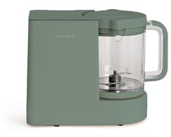 CREATE/BABY CHEFBOT/Robot de cocina esterilizador multifunción para bebés verde sage/Libre de BPA, 6 funciones, programable, doble altura para biberones, 700W