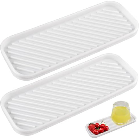 2 Pieza Alfombrilla para Fregadero, Suave Escurridor Silicona Fregadero | Antideslizante Organizadores para Fregadero para Encimera De Baño De Cocina, 23 X 9Cm Blanco