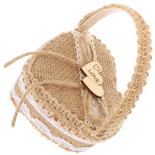 DIKACA Scatola Porta-anello a Forma di Cuore in Legno Rustico Cesto Porta Fedi Matrimonio, Cestino Decorativo per Damigelle, Accessorio Elegante per Cerimonie Nuziali e Conservazione