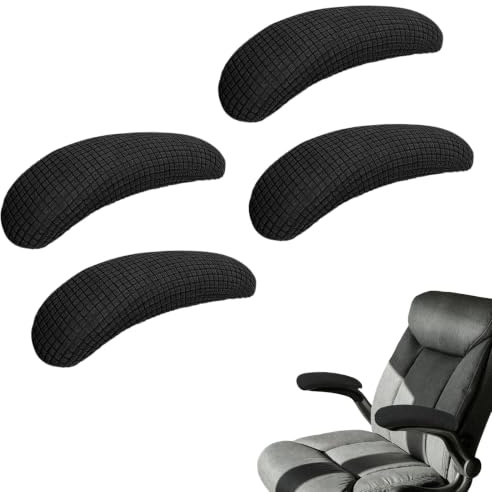4 Piezas Fundas para reposabrazos de Silla de Oficina, Protectores elásticos de poliéster Suave, Cubiertas universales para apoyabrazos, Transpirables, Resistentes al Desgaste, Ajuste Universal Negro