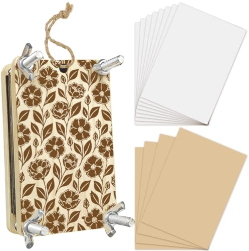 PRESSINART Vild blompress för nybörjare 6 x 9 cm, 4 lager trä blompress kit liten ficka trä pressningsbrädor verktyg för vår sommar resor gör-det-själv blad botaniskt hantverk bokmärkesram