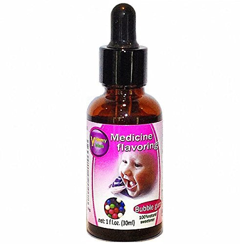 Yummy Meds Bubble Gum Flavor Drops, Concentrated Liquid Flavoring, 1 fl oz (30 mL), Amber Glass Dropper Bottle