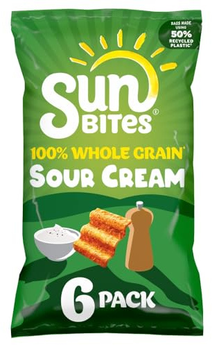 Sunbites Sour Cream & Cracked Black Pepper Multipack Snacks Crisps 6x25g