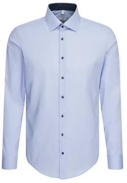 Seidensticker Herren Mens Slim Patch Longsleeve Cotton Shirt, Hellblau(693690), 39 EU