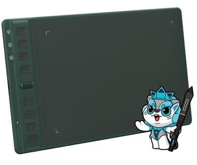HUION Inspiroy 2 M Tableta Gráfica, Nuevo Bolígrafo Digital PW110, 8 Teclas de Acceso Directo Personalizables, Desplazador Fácil de Usar, Ideal para Dibujar, Estudiar y Trabajar Desde Casa, Verde