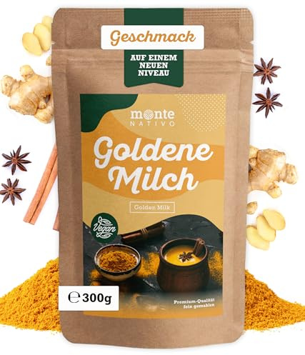 Golden Milk in Polvere Monte Nativo (300g) | Latte dorato per cucinare | Curcuma-Latte | Golden Latte | Ideale per il curry | Miscela di erbe Ayurvediche | Supercibo vegano