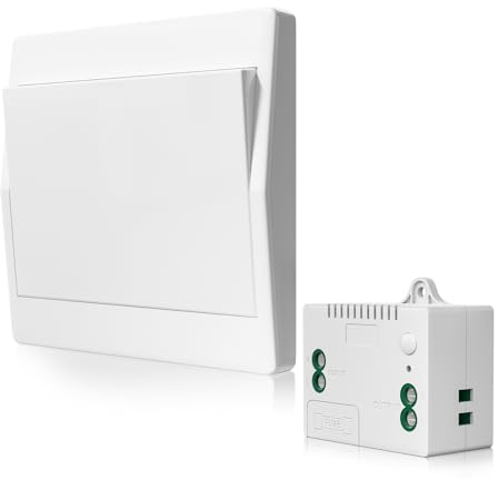 DoRight Funkschalter Licht Set Funk Lichtschalter Drahtloser Schalter Kit mit Empfänger 50M Funkreichweite Drahtlos Batterieloser Schalter, Wandplatte Sender, Keine Verkabelung Erforderlich, 1-Pack