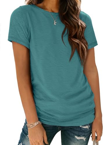 ATHMILE Long Tshirts for Women for Leggings Short Sleeve Round Neck Shirts Summer Top Fashion Basic Tee