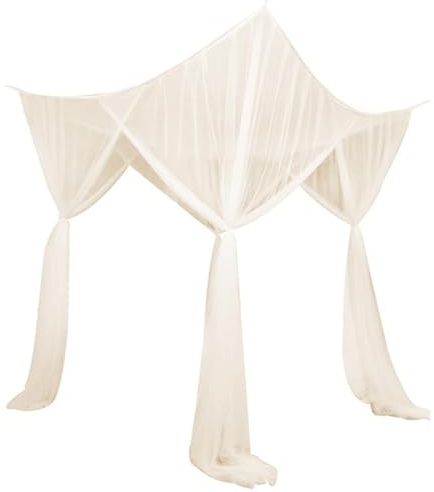 perfk 4 Eckpfosten-Betthimmel-Netz, Netz, Kinderbett-Zelt, Heim-Hängebett-Volant, Himmelbett-Vorhänge für Mädchen und Erwachsene, Beige