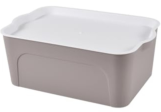 Homéa, Bo x con tapa blanca de plástico, 5 L, 28 x 18 x 10,5 cm, color marrón