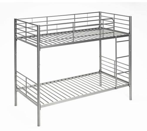 Befara Litera Divisible Twins – Convertible en 2 Camas, Estructura Acero epoxy, protección Anti-caídas - Plata - 80 x 180