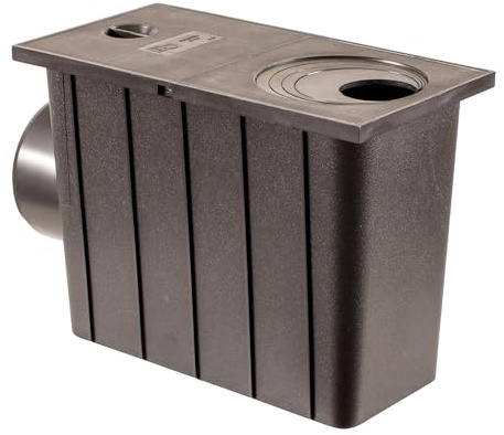 ScarMaxx - Scarico per grondaia - Canalina di Raccolta Acqua piovana DN 110 - Scarico a Pavimento Compatibile con grondaie 50-110 mm - Plastica, Nero - 31,9x15,2x21,8cm - Scarico Laterale
